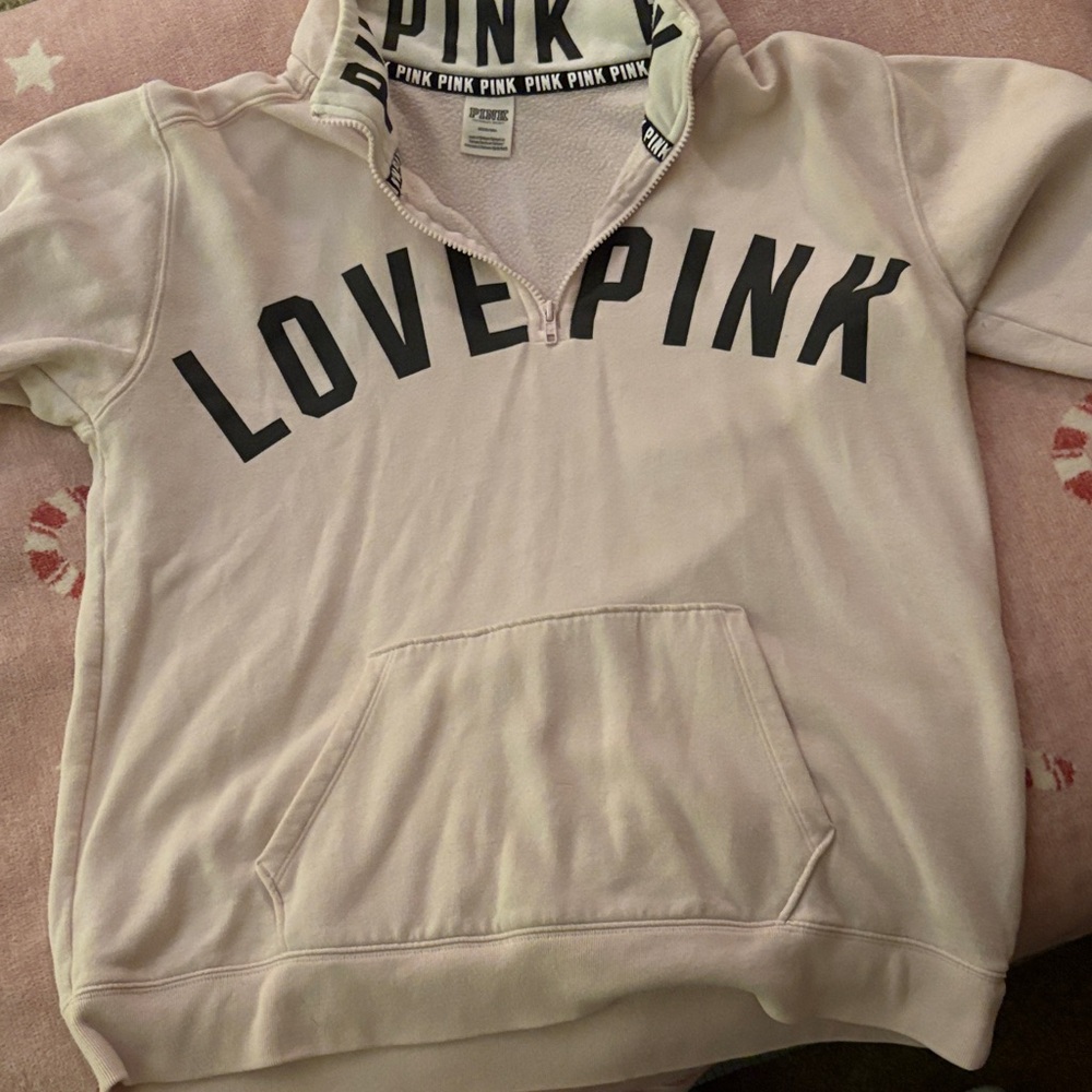 PINK Victoria's Secret Love Pink Hoodie - Soft Cream